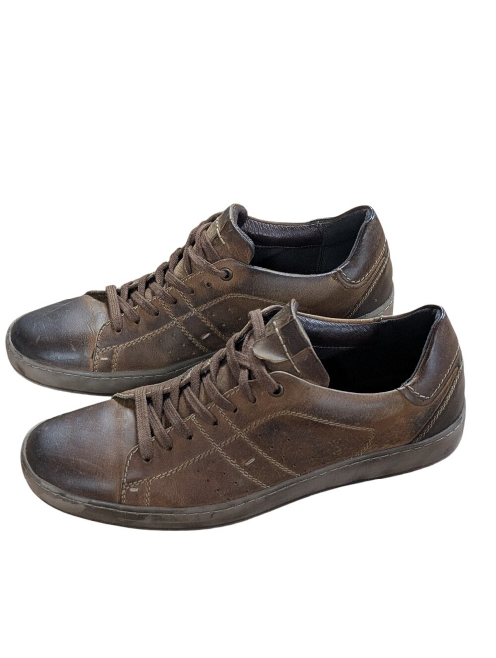 Roan Henson Mens Brown Leather Distressed Sneakers Size 11